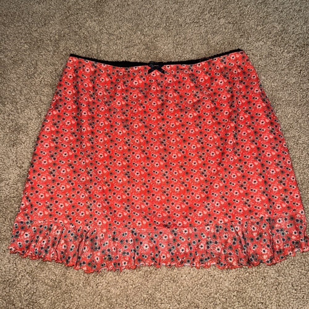 Urban Outfitters Red Floral Skater Skirt 🙂